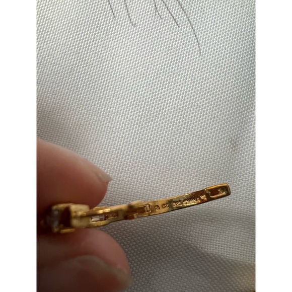 Vintage Sterling Silver Rhinestone Huggie Earrings - Picture 7 of 8